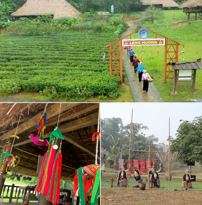 Ảnh điểm tham quan tại làng văn hóa du lịch các dân tộc Việt Nam Cụm làng Mường – Khơ Mú – Thái