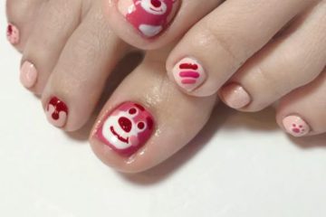nail chân màu hồng kiểu