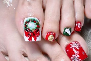 nail chân noel phối xanh đỏ