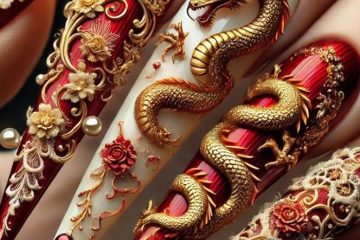 nail hình rồng kết hợp đá